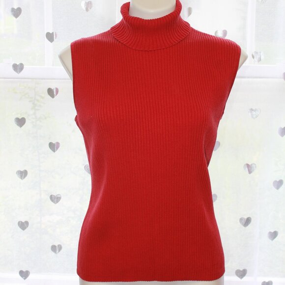 #287 Chico's Red Turtle-Neck Dressy Tank Size 3 (16) - Picture 1 of 9